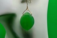 Emerald Green Milk Glass Earrings