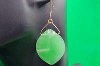 Emerald Green Milk Glass Earrings