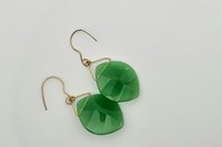 Emerald Green Milk Glass Earrings