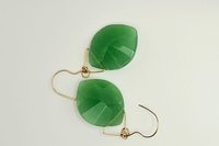 Emerald Green Milk Glass Earrings