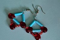 Turquoise Crimson Teardrops Earrings