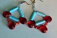 Turquoise Crimson Teardrops Earrings