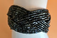 Braided Black Glass Cuff