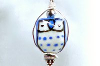 Blue Owl on a Limb Earrings