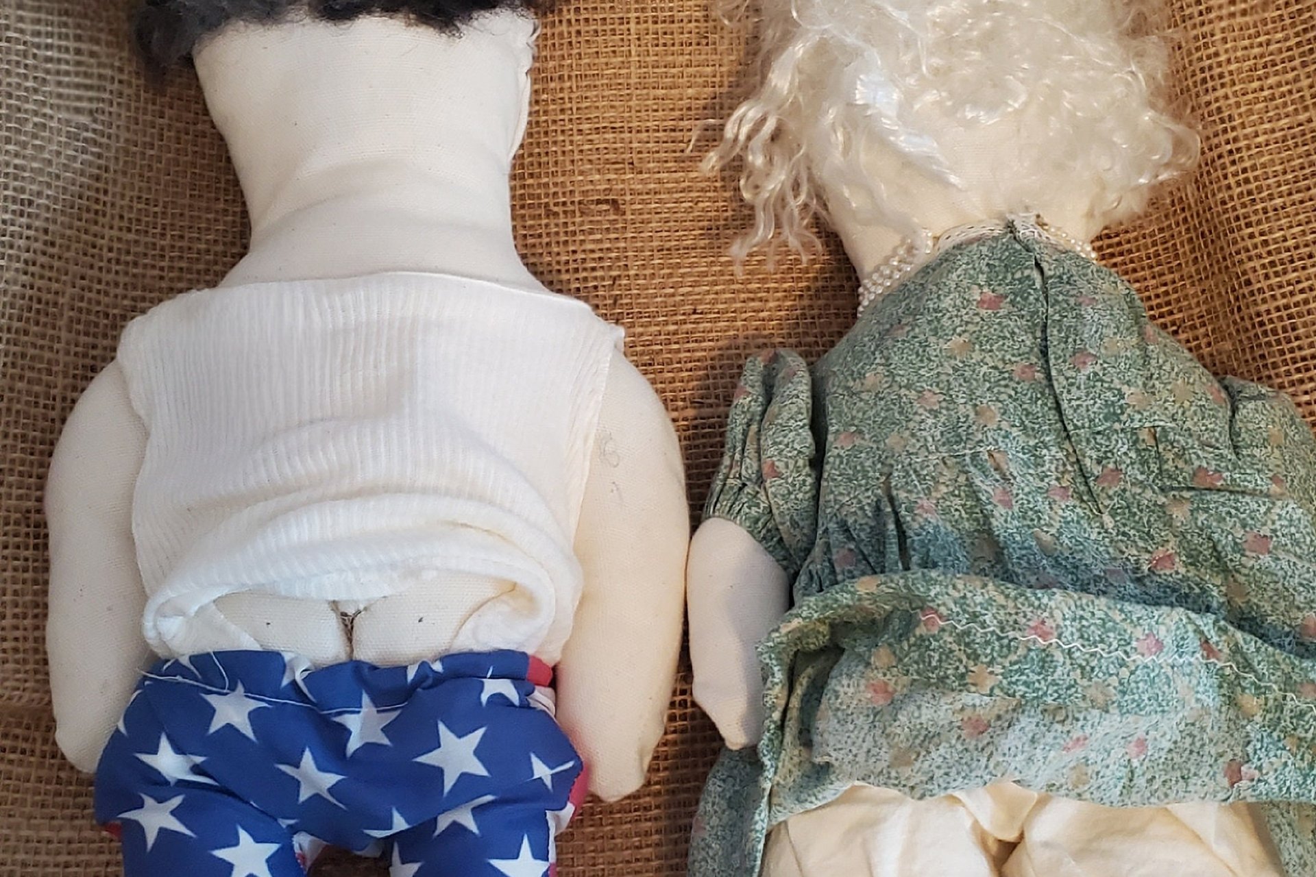 Charming Heritage: Cheeky Grandpa and Lovely Grandma Folk Art Dolls