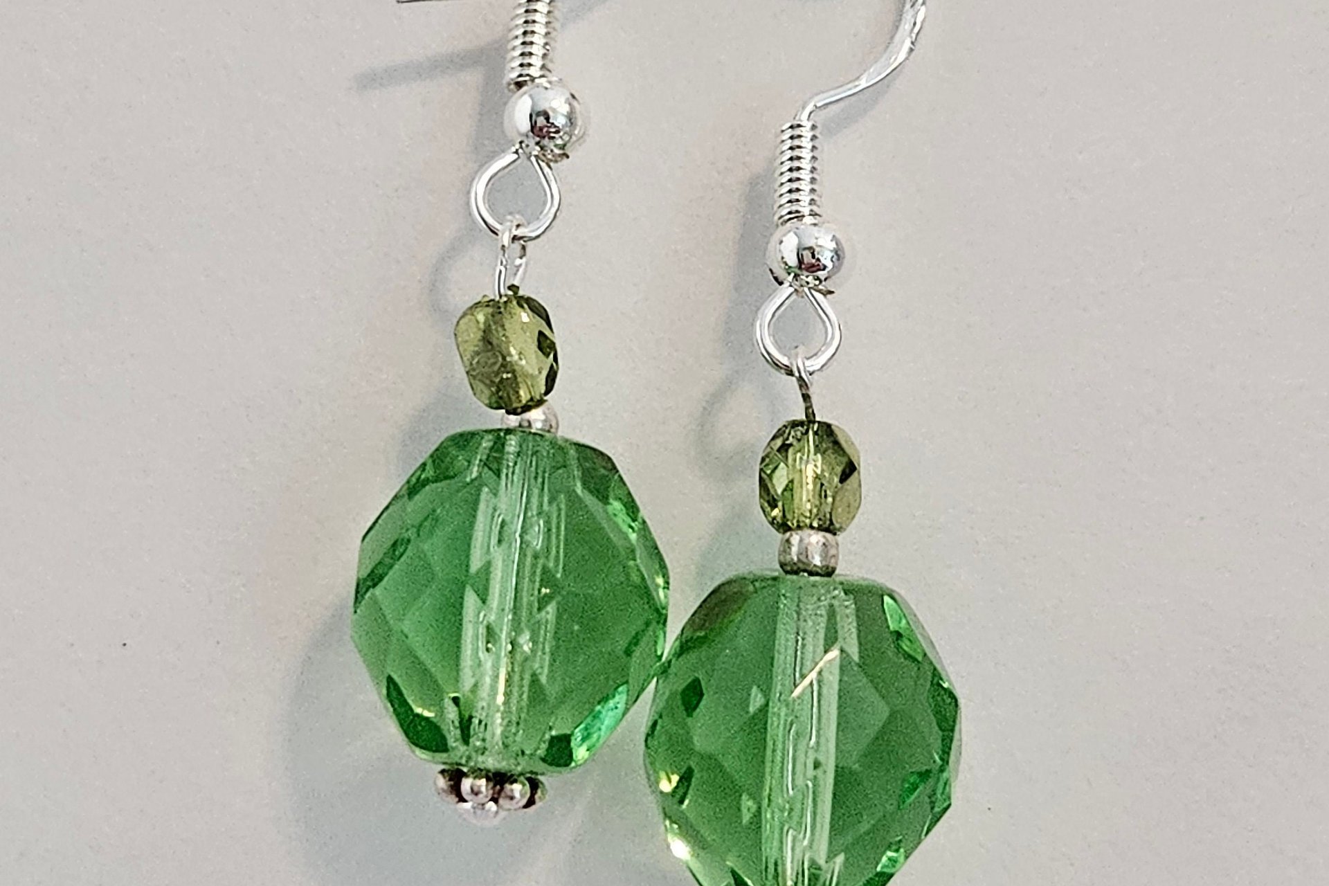 Emerald Glitter Czech Crystal Earrings
