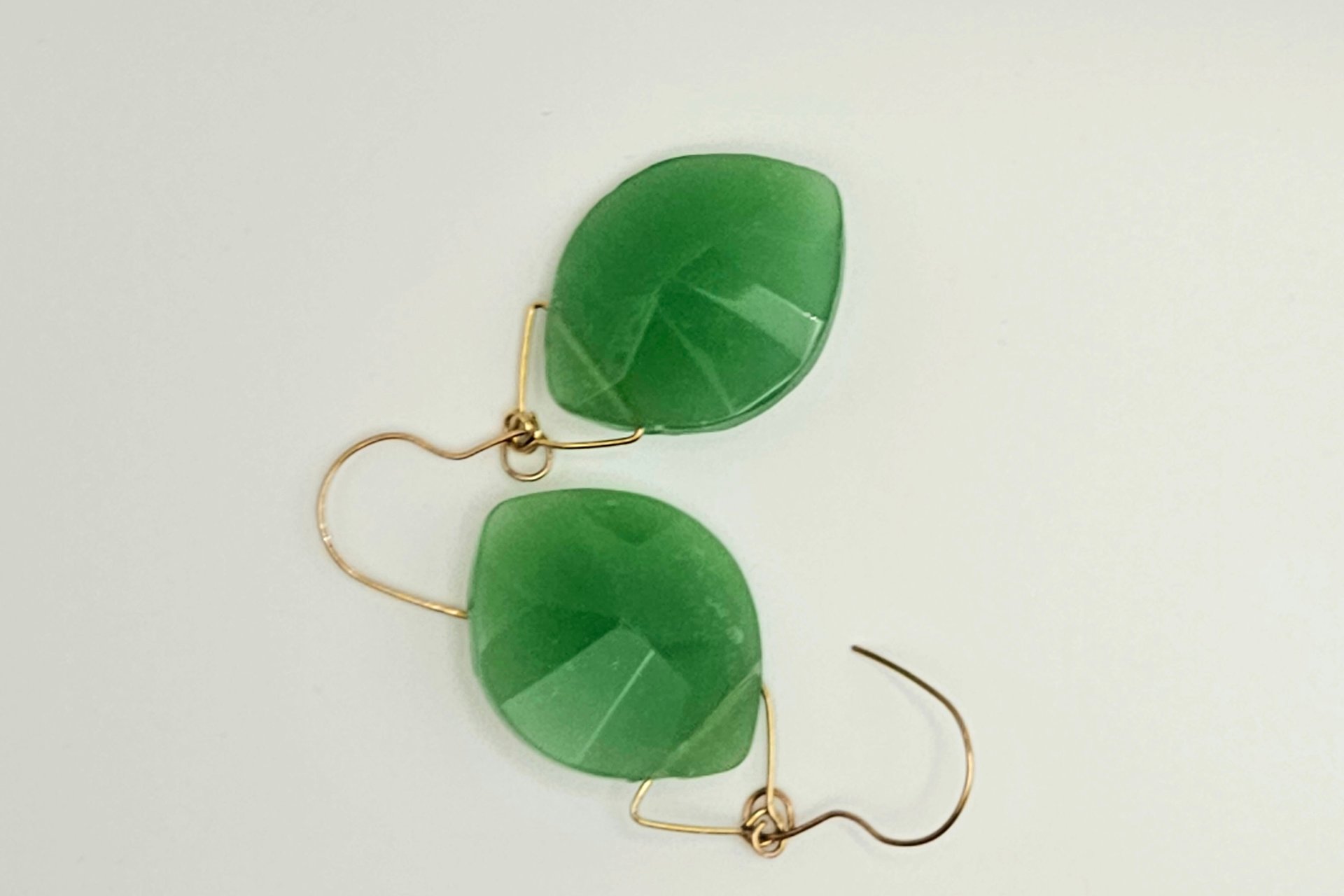 Emerald Green Milk Glass Earrings