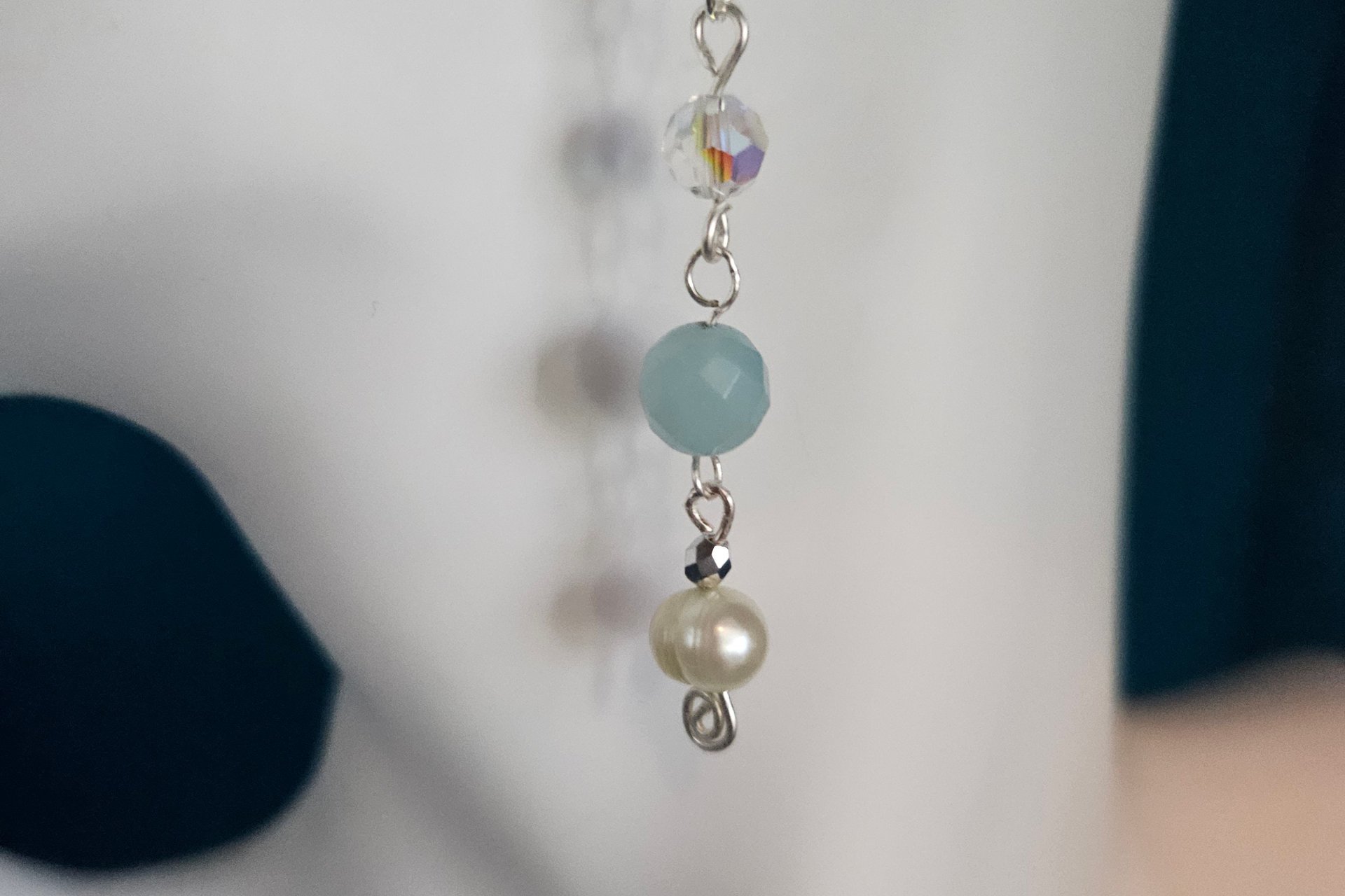 Pearl and Celadon Green Earrings