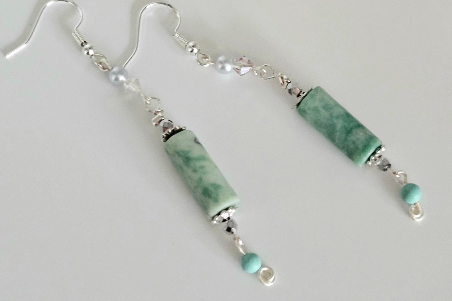 Shimmering Turquoise Tube Earrings