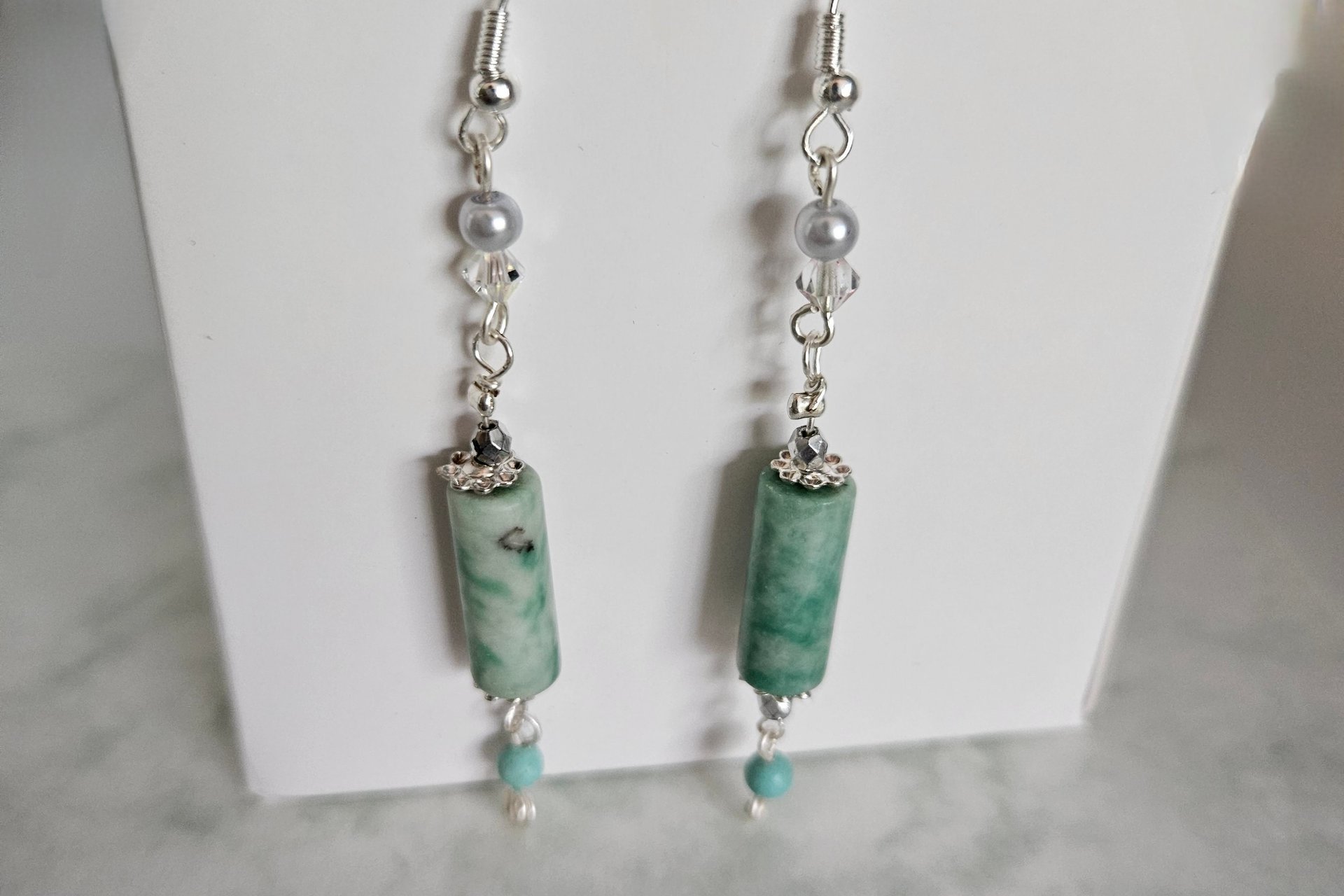 Shimmering Turquoise Tube Earrings