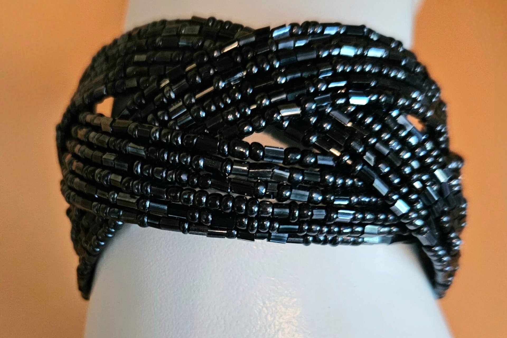 Braided Black Glass Cuff