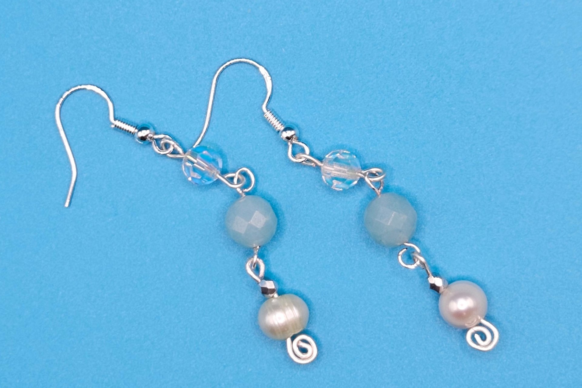 Pearl and Celadon Green Earrings