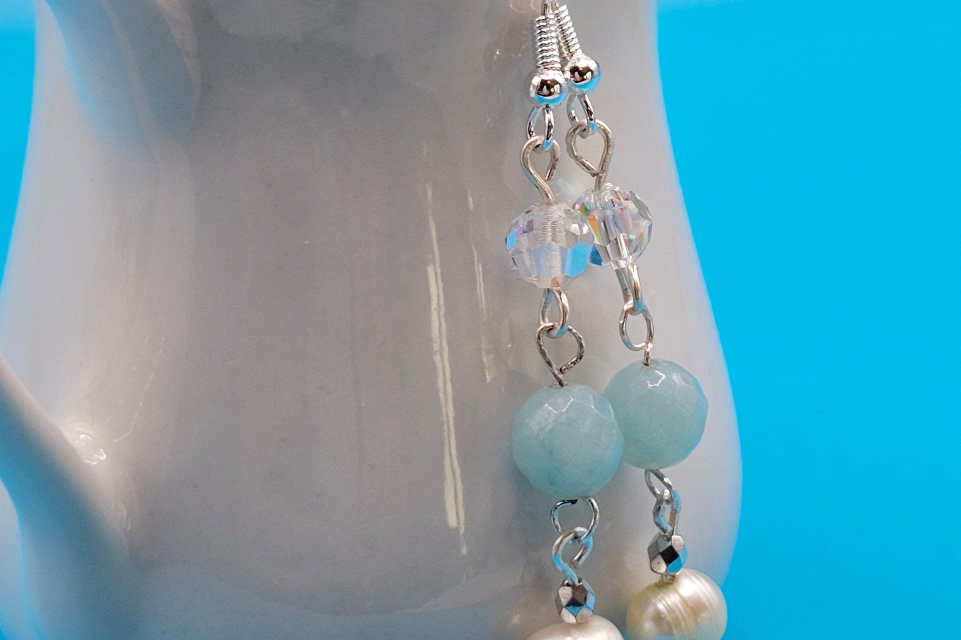 Pearl and Celadon Green Earrings