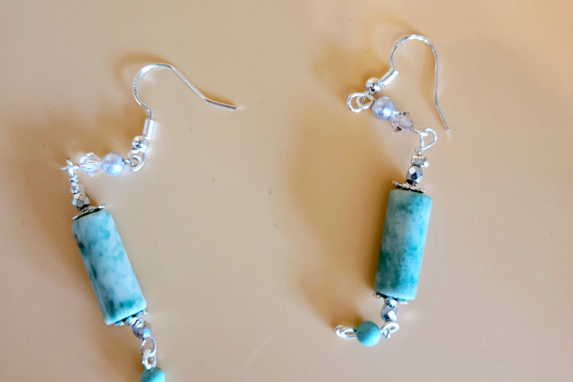 Shimmering Turquoise Tube Earrings