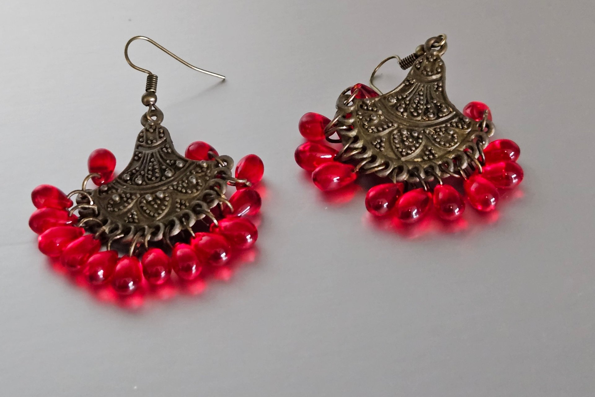 Pomegranate Red Czech Earrings