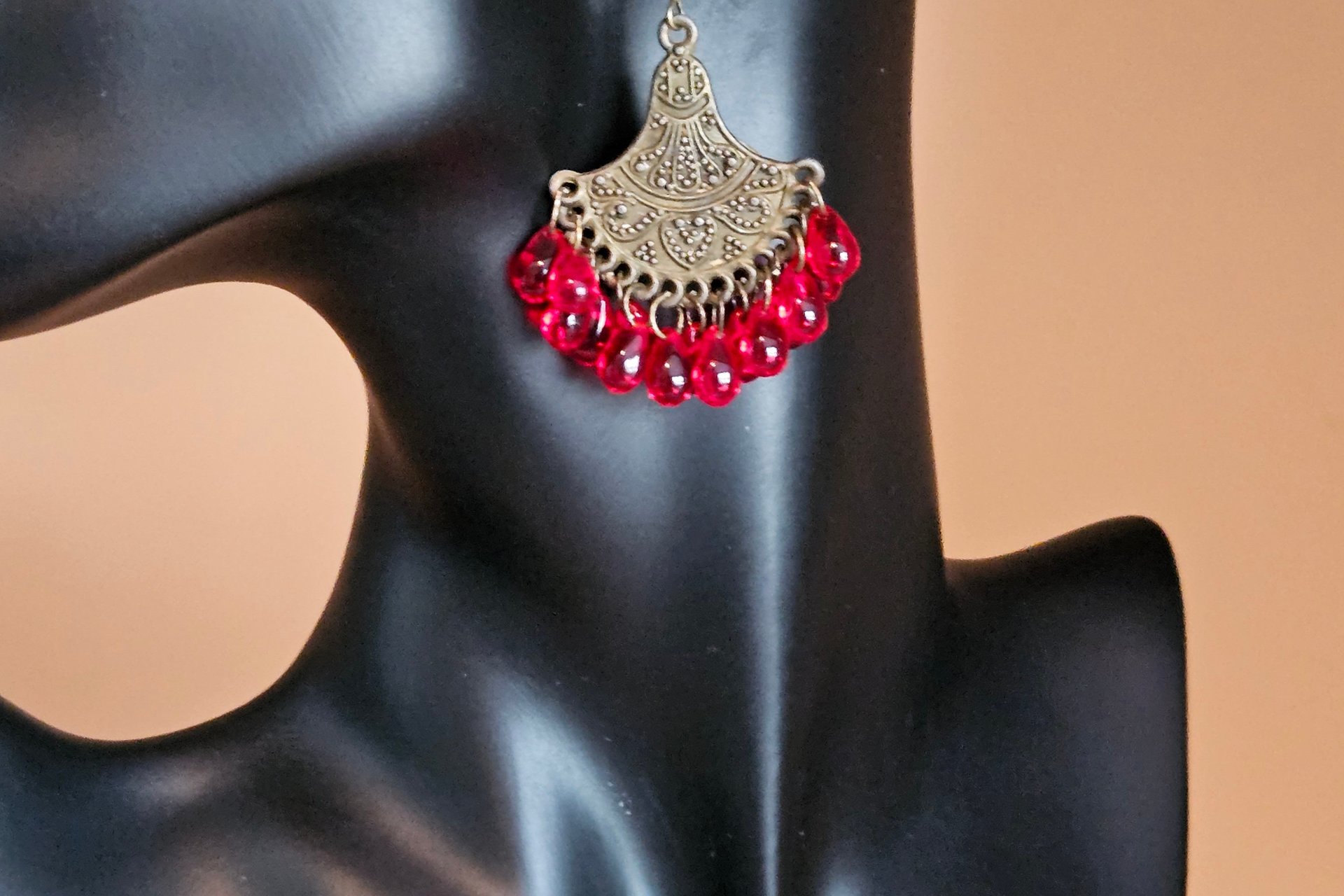 Pomegranate Red Czech Earrings