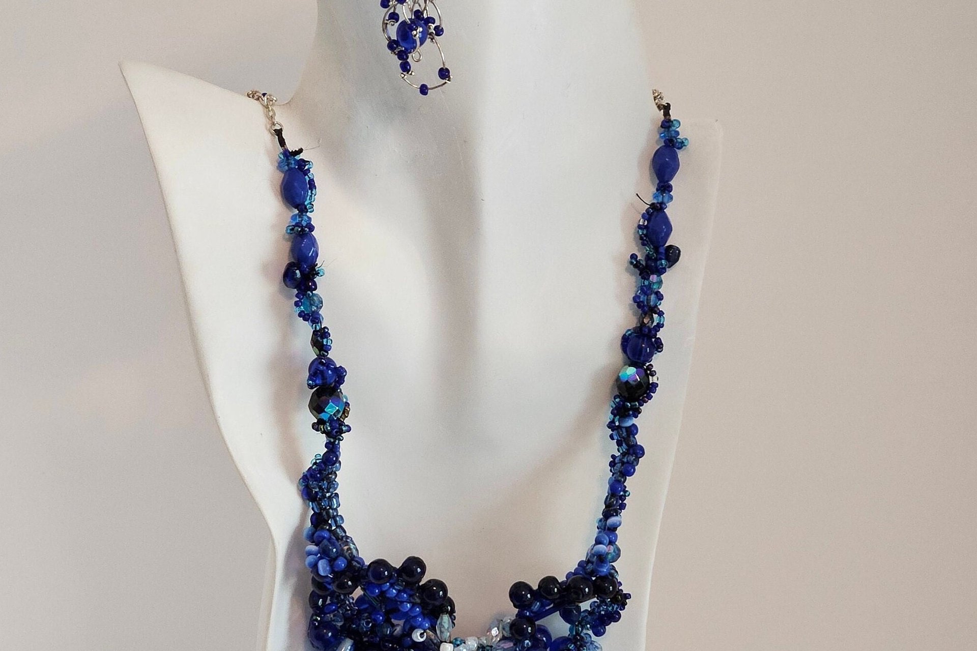 Regal Azure Ensemble Jewelry Set with Necklace and Earrings