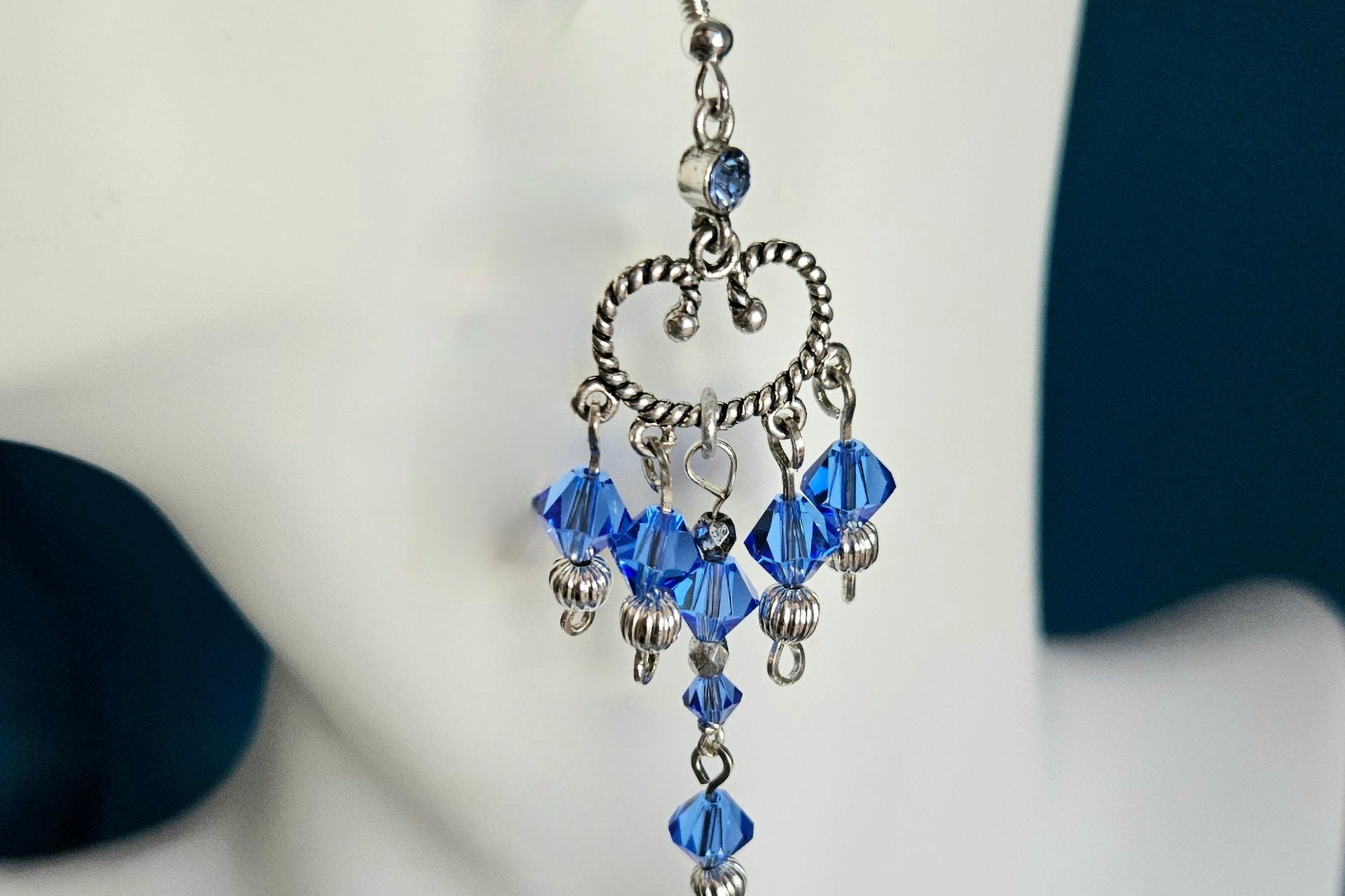 Sterling Blue Crystal Chandelier Earrings