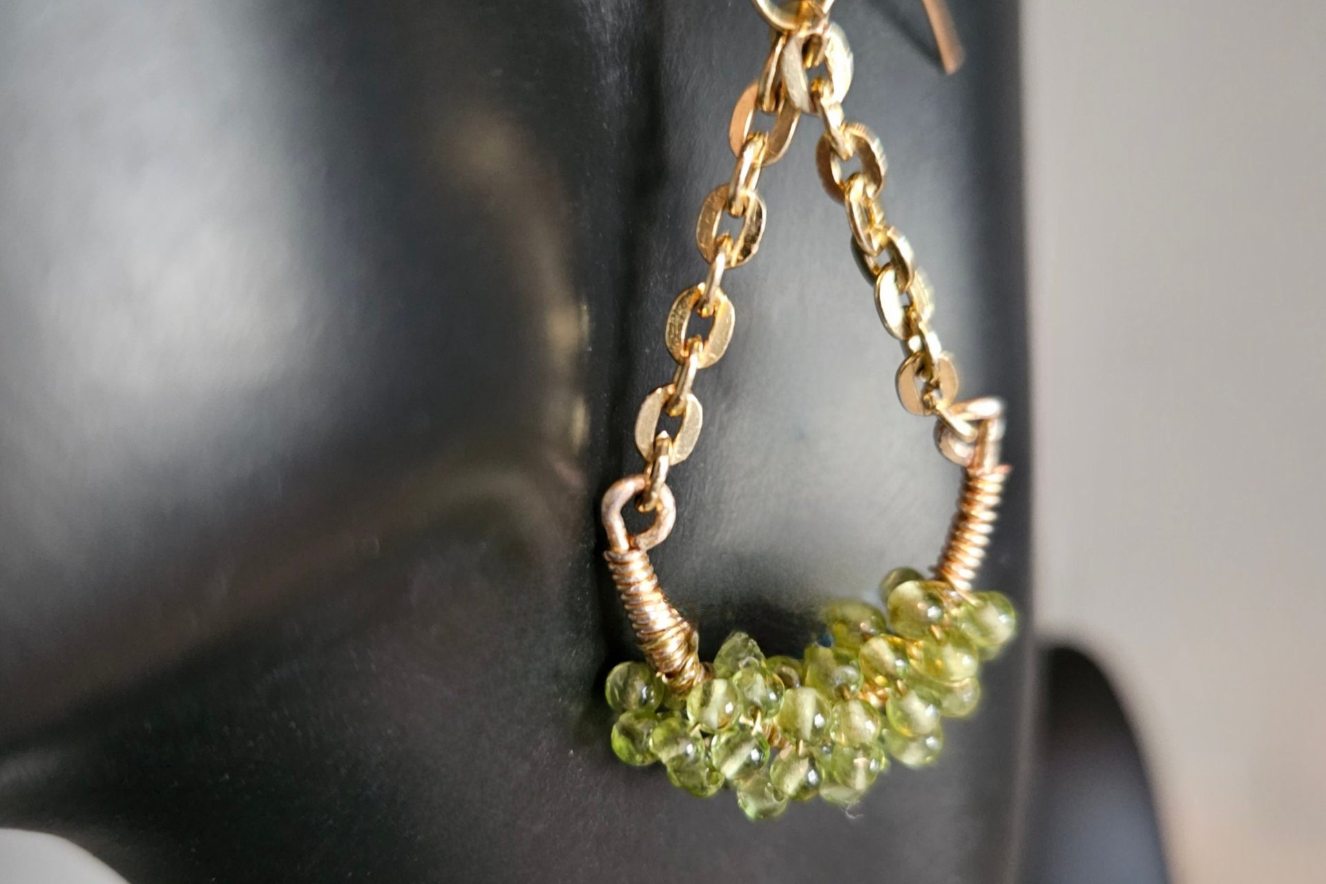 Wirewrapped Peridot Beads Earrings