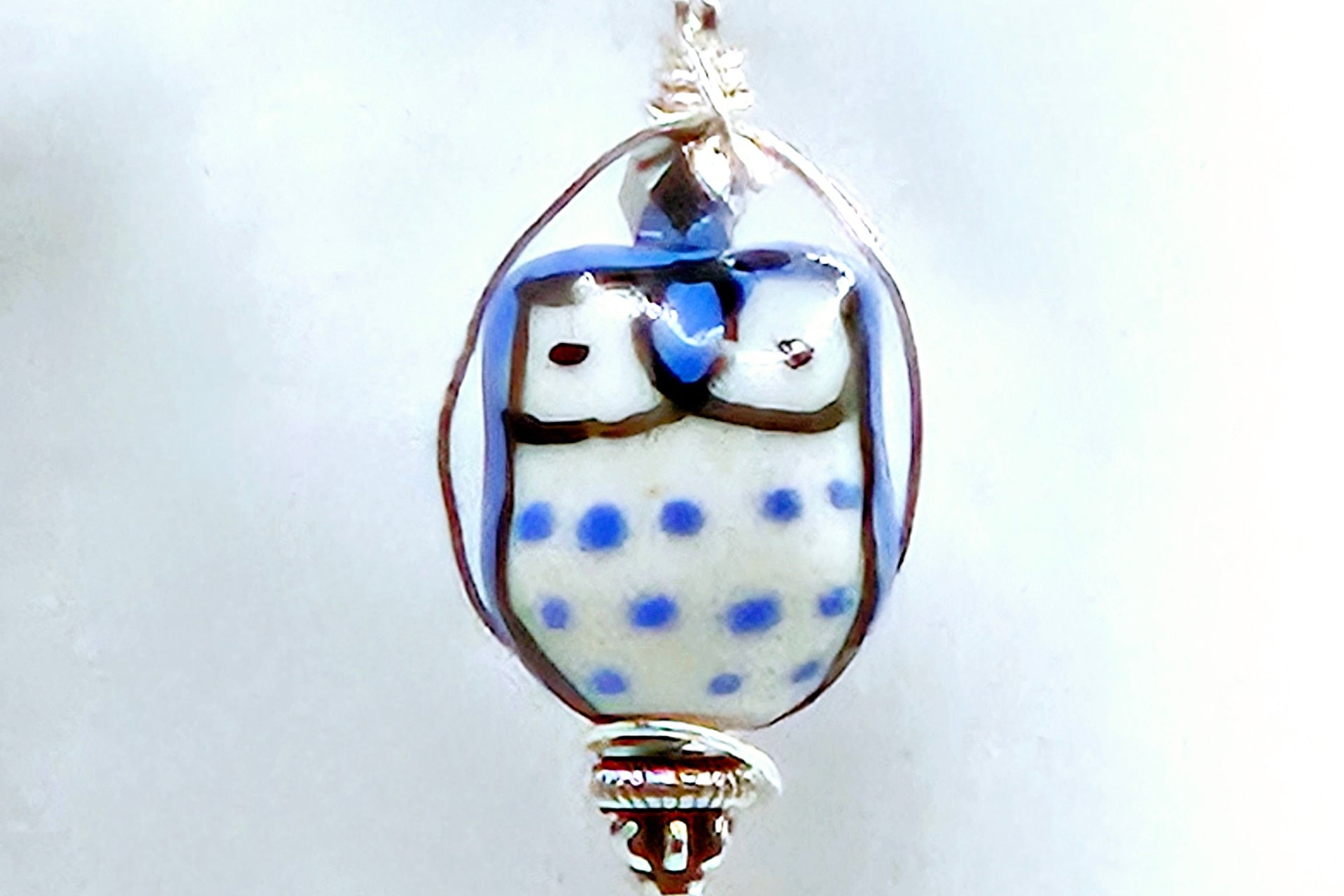 Blue Owl on a Limb Earrings