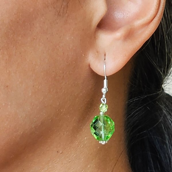 Emerald Glitter Czech Crystal Earrings