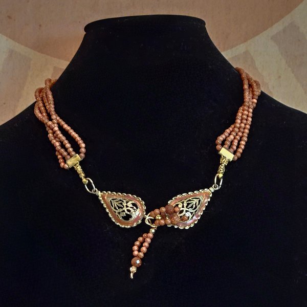 Shimmering Gold Stone 2n1 Necklace