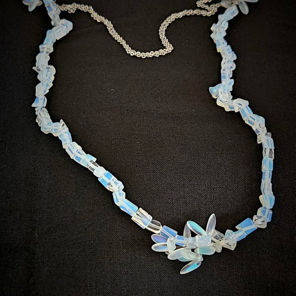 Celestial Blue Moon Glass Necklace