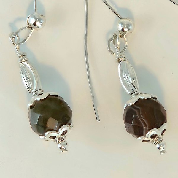 Lunar Mist Gray Gemstone Earrings