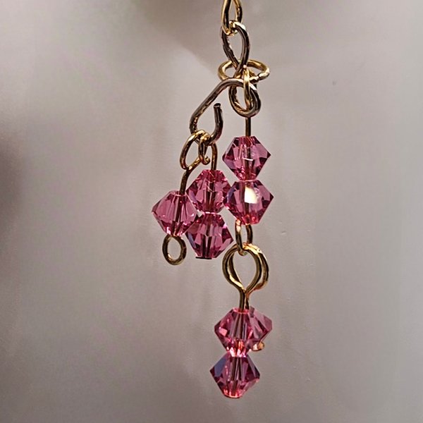 Rosie Pink Czech Cluster Earrings