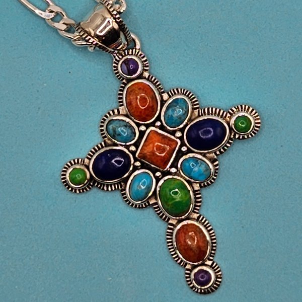 SouthWestern Style Gemstone Cross Necklace