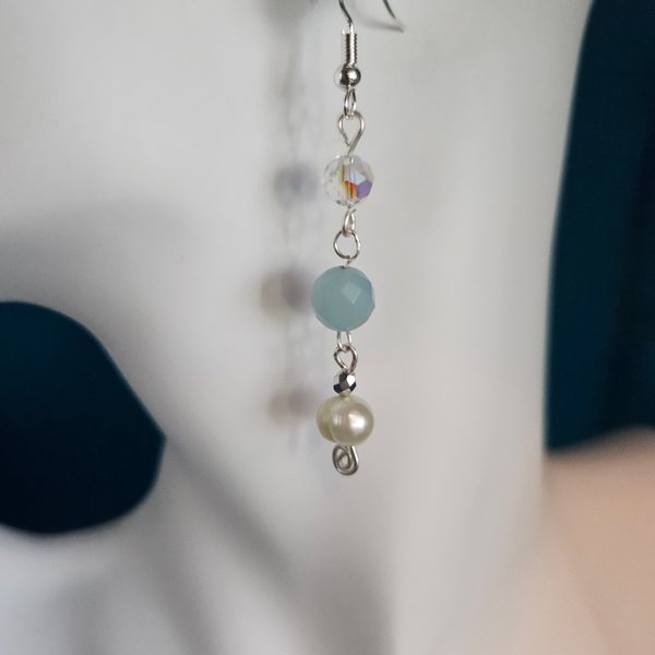 Pearl and Celadon Green Earrings