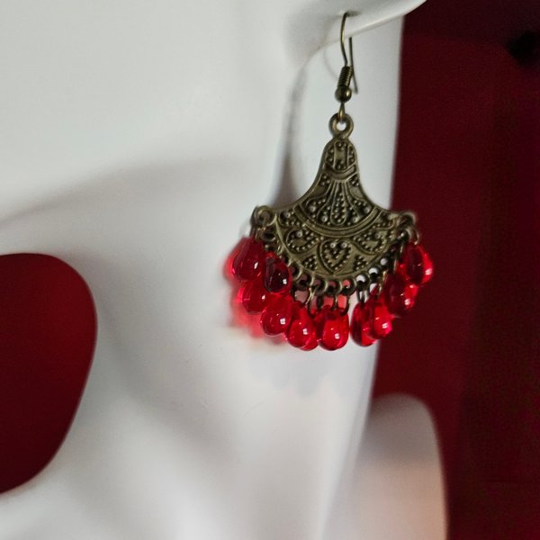 Pomegranate Red Czech Earrings