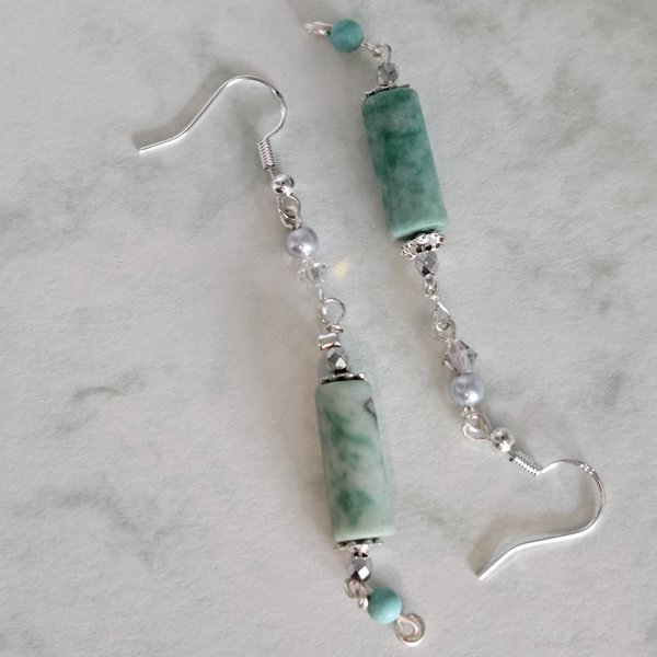 Shimmering Turquoise Tube Earrings