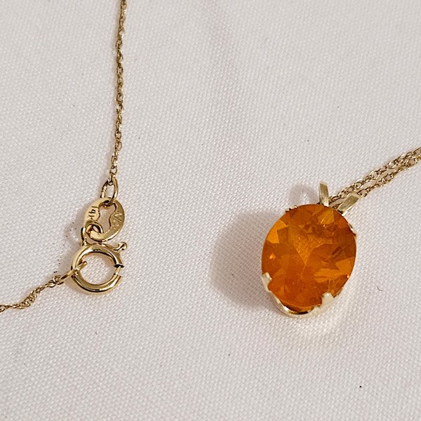 Fiery Brazilian Fire Opal Necklace