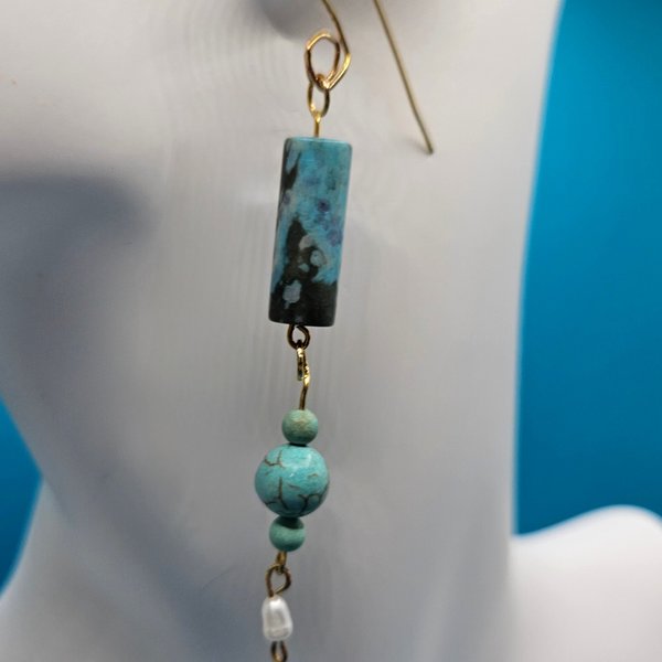 Genuine Turquoise and Pearl Earrings