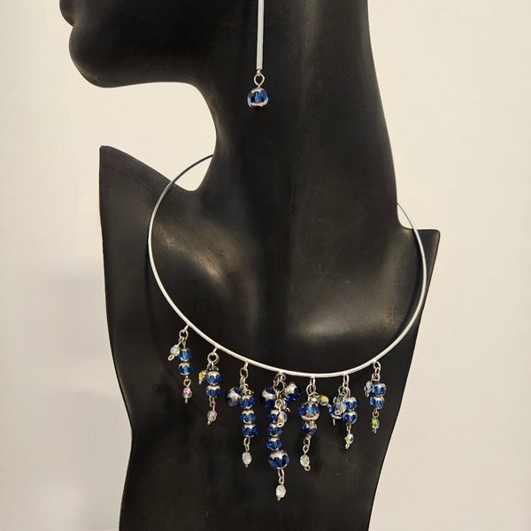 Sapphire Frost Choker & Earring Set