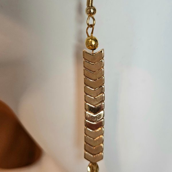 Articulated Golden Chevron Strand Dangle Earrings For Women