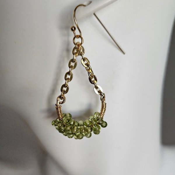 Wirewrapped Peridot Beads Earrings