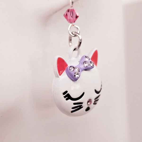 Kitty in Pink Earrings for Little or Big Girls